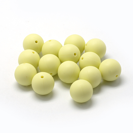 Honeyhandy Food Grade Eco-Friendly Silicone Beads, Round, Champagne Yellow, 12mm, Hole: 2mm