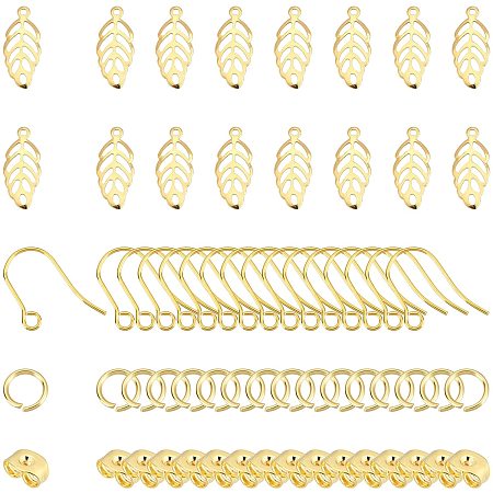 DICOSMETIC 240pcs Leaf Dangle Earring Making Kits 13mm 304 Stainless Steel Gloden Leaf Charms Hollow Leaf Charms Monstera Leaf Charms for Jewelry Making,Hole:0.8mm