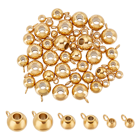 Unicraftale 45Pcs 3 Style 304 Stainless Steel Tube Bails, Loop Bails, Rondelle Bail Beads, Golden & Stainless Steel Color, 7~11x3.5~6.5x4~8mm, Hole: 2~3mm, 15pcs/style