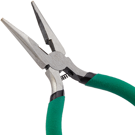 SUNNYCLUE 5 Inch Needle Nose Pliers Bead Pliers Carbon Steel Jewelry Making Pliers Tools Wire Cutter Pliers for DIY Jewelry Making Wire Wrapping Green Jump Rings Making