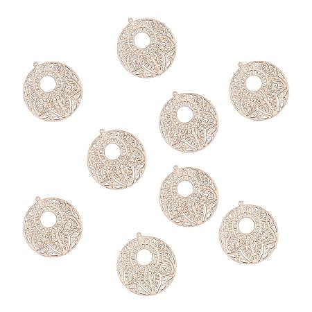 PandaHall Elite 30 pcs 60mm Flat Round Undyed Hollow Wood Big Pendants for Earring Necklace Jewelry DIY Craft Making Tree Ornaments Hanging Ornament Decorations, Wheat Color
