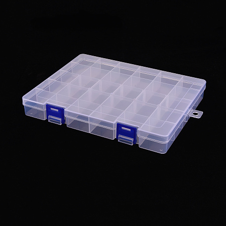Honeyhandy Polypropylene(PP) Bead Storage Container, 30 Compartment Organizer Boxes, with 5Pcs Adjustable Dividers, Rectangle, Clear, 21.7x16.8x2.8cm, Hole: 8mm