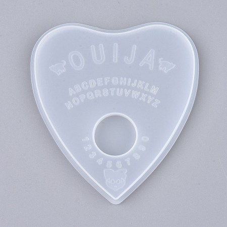 Honeyhandy Ouija Board Planchette Silicone Molds, Resin Casting Pendant Molds, For UV Resin, Epoxy Resin Jewelry Making, White, 92x83x6mm, Inner Diameter: 90x80mm