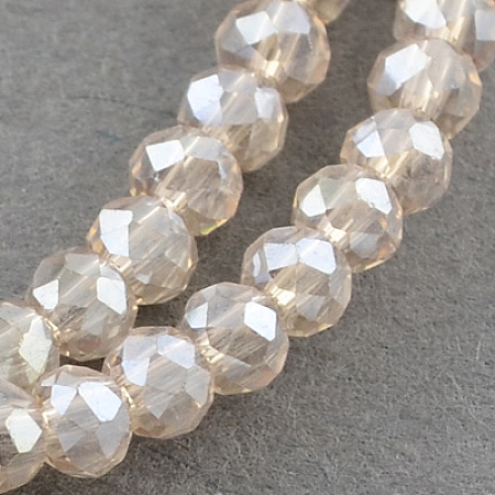Honeyhandy Electroplate Glass Beads Strands, AB Color Plated, Faceted Rondelle, Linen, 3x2mm, Hole: 0.5mm, about 165~170pcs/strand, 16.7 inch
