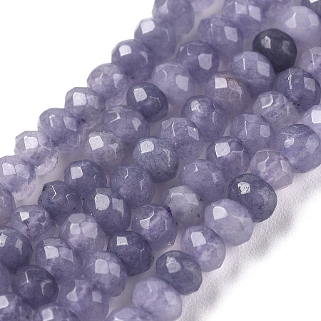 ARRICRAFT Dyed Natural Malaysia Jade Rondelle Beads Strands, Faceted, Slate Blue, 4x2~3mm, Hole: 1mm; about 115pcs/strand, 14 inches