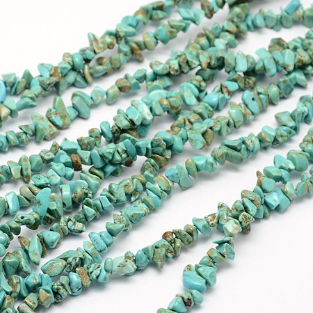 Chips Synthetic Turquoise Beads Strands, Dyed, 3~8x3~12x3~5mm, Hole: 1mm, about 32 inch