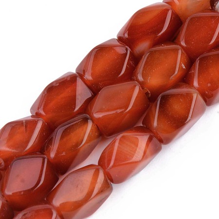 Honeyhandy Natural Carnelian/Red Agate Beads Strands, Dyed, Faceted Rectangle, 11.5~13.5x7~10x5~9mm, Hole: 2.5mm, about 29~30pcs/strand, 14.57 inch(37cm)