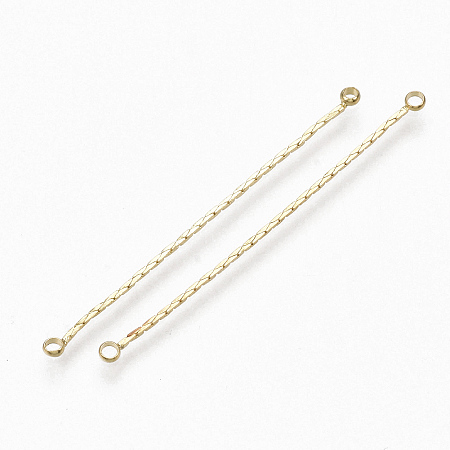 Honeyhandy Brass Coreana Chain Links connectors, Real 18K Gold Plated, 50x2.5x1mm, Hole: 1.5mm