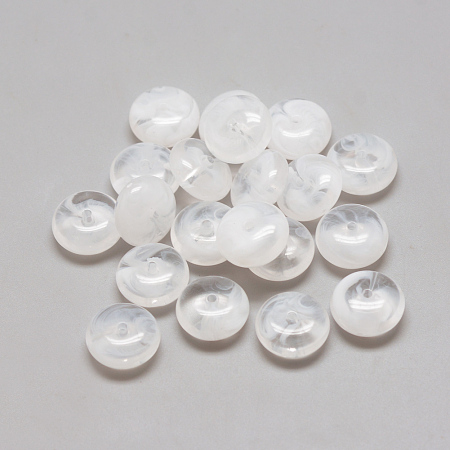 Honeyhandy Acrylic Beads, Imitation Gemstone Style, Two Tone Color, Rondelle, Clear & White, 10x5.5mm, Hole: 2mm