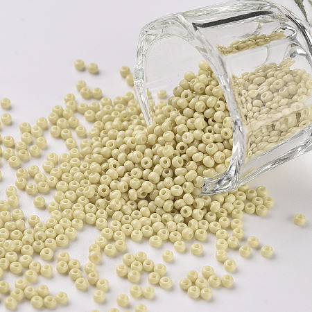 FGB 11/0 Baking Paint Glass Seed Beads, Round, Cornsilk, 2.3x1.5mm, Hole: 1mm, about 5300pcs/50g