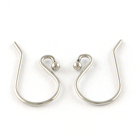 Honeyhandy 304 Stainless Steel Earring Hooks, Ear Wire, Stainless Steel Color, 15x10x0.6mm, pin: 0.6mm