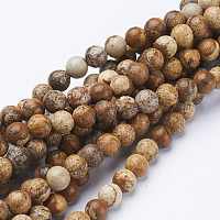 Arricraft Gemstone Beads Strands, Natural Picture Jasper, Round, about 6mm in diameter, hole: about 0.8mm, 15~16 inches