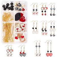 SUNNYCLUE 1 Box DIY 10 Pairs Playing Card Style Earring Making Kits Playing Card Heart Clock Charms Pendants & Earring Hooks for Beginners DIY Jewelry Making