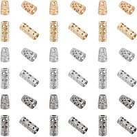 CHGCRAFT 72Pcs 3 Colors 2Styles Iron Bead Cone Filigree Flower Spacer Bead and Hollow Column Alloy End Caps for DIY Earring Bracelet Necklace Jewelry Making, 13.5x9.5mm