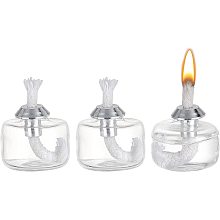 CHGCRAFT 3 Sets 8ml Small Alcohol Lamp Glass Alcohol Burner Lamp with Metal Caps Cotton Cord Wick Lab Equipment Heating Bottle for Science Experiments Household Camping Tea Coffee Making