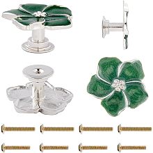 GORGECRAFT 4Pcs Flower Shape Drawer Knobs Floral Drawer Pulls Green Flower Drawer Pull Handle with Carbon Steel Screws Cabinet Dresser Door Pulls for Kitchen Furniture Cabinet Wardrobe Decorate Handle