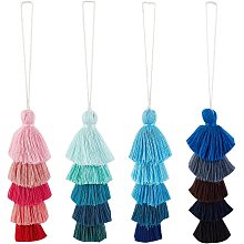 OLYCRAFT 4Pcs 4 Style Layered Tassel Keychain Pendants Pompom Tassel Keychain Charms Colorful Cotton Tassel Pendant Keychain Decorations Accessories for Jewelry Making DIY Keychain Keyring Crafts