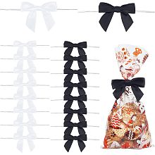 PandaHall Elite 60pcs 2 Colors Twist Tie Bows, 3.15~3.54" Satin Ribbon Bows for Hair Decorations, DIY Treat Bags, Package Craft Gift Wrapping Decor for Christmas, Wedding, Party