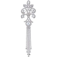 FINGERINSPIRE Tassel Rhinestone Applique Sewing Crystals Applique Decoration Silver Crystals Applique Decoration Shiny Rhinestone Applique for Gown, Headpiece, Shoes, Bags, or Other Item