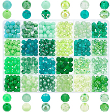 PandaHall Elite DIY Beads Jewelry Making Kit, Including Round Acrylic & Glass & Resin Beads, Green, 600Pcs/box