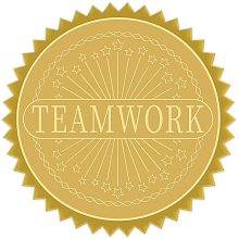 CRASPIRE Gold Foil Certificate Seals Teamwork 2" Round Self Adhesive Embossed Stickers 100pcs for Invitations Certification Graduation Notary Seals Corporate Seals Monogram Emboss