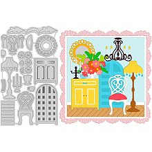 GLOBLELAND 1Sheet Metal Classic Furniture Cut Dies Flower Light Embossing Template Cabinet Die Cuts for Card Scrapbooking and Die Sets for Card DIY Craft