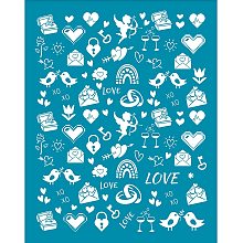 OLYCRAFT 4x5 Inch Clay Stencils Valentine's Day Non-Adhesive Silk Screen Printing Stencil Heart Reusable Clay Mesh Stencils Transfer Love Bird Washable Stencil for Polymer Clay Jewelry Earring Making