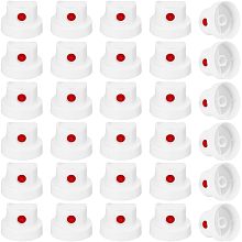 BENECREAT 30Pcs Dot Fat Spray Paint Caps Plastic Spray Nozzles White Spray Paint Replacement Caps for Graffiti Street Art, Aerosol Bottle, 23x16mm