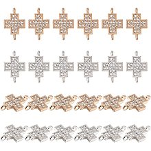 CHGCRAFT 48Pcs 2 Colors Cross Charms with Crystal Rhinestone Religion Cross Connector Pendants for DIY Necklace Bracelet Earring Making, Platinum & Golden