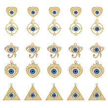 DICOSMETIC 30Pcs 5 Styles Evil Eye Charms Blue Evil Eye Bead Charms Golden Blue Evil Eye Bead Charms Golden Egyptian Eye Charms Light Gold Enamel Pendants for DIY Jewelry Crafts. Hole: 1.5~2.5mm