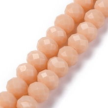 Honeyhandy Handmade Glass Beads, Faceted Rondelle, for DIY Crafting, Tan, 8x6mm, Hole: 1mm, about 70pcs/strand, 15.5 inch