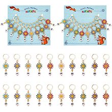 NBEADS 20 Pcs Daisy Stitch Markers, Number Beads Alloy Crochet Stitch Marker Charms Removable 304 Stainless Steel Clasps Locking Stitch Marker for Knitting Weaving Sewing Jewelry Making