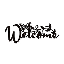 NBEADS Welcome Metal Wall Art Decor, Black Wall Hanging Decor Silhouette Wall Art for Home Bedroom Living Room Bathroom Kitchen Office Garden Hotel Wall Decoration, 11.5x30cm