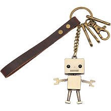 CHGCRAFT Vintage Alloy Robot Leather Pendant Decoration with Alloy Clasp Charms for Bag Pendant Decoration DIY Accessories, Antique Bronze