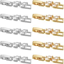 DICOSMETIC 10Pcs 2 Colors Extender Clasp Brass Cubic Zirconia Fold Over Extension Clasp Golden and Platinum Watch Band Extension Clasp for DIY Jewelry Making Repair, Hole: 3x3.7mm