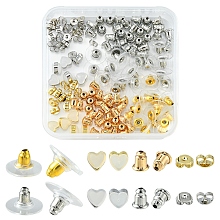 142Pcs 8 Style Brass & Silicone Earring Nuts, Friction & Bullet & Clutch Earring Backs, Platinum & Golden, 5~11x4~11x2.5~7mm