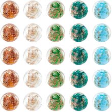 OLYCRAFT 50pcs Gold Sand Lampwork Beads 12mm Handmade Lampwork Beads Millefiori Round Loose Bead with 2mm Hole for DIY Crafts Bracelet Necklace Jewelry Making - 5 Colors