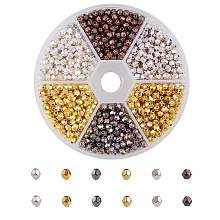 PandaHall Elite 1 Box 1200 PCS 6 Color Oval Faceted Antique Tibetan Alloy Spacer Beads Jewelry Findings Accessories for Bracelet Necklace Jewelry Making