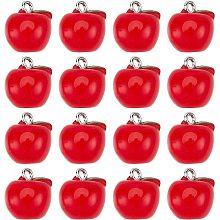 SUNNYCLUE 1 Box 25Pcs Teacher Charms School Charm Resin Red Apple Charms Student Charm 3D Miniature Food Fruit Charms for jewellery Making Charm Hanging Ornaments Earrings Necklace Keychain Supplies