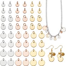 CHGCRAFT 48Pcs 12 Style 304 Stainless Steel Stamping Blanks Tag Pendants Flat Round Blank Stamping Tag Charms with Jump Rings for Necklace Bracelet Earrings Jewelry Making, Diameter 6-12mm