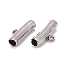 Honeyhandy 304 Stainless Steel Tube Tube Bails, Loop Bails, Bail Beads, Stainless Steel Color, 9x17~19x5mm, Hole: 2mm, 4mm Inner Diameter