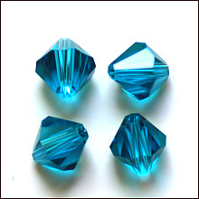 Honeyhandy Imitation Austrian Crystal Beads, Grade AAA, Faceted, Bicone, Deep Sky Blue, 10x9~10mm, Hole: 0.9~1.6mm