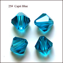 Honeyhandy Imitation Austrian Crystal Beads, Grade AAA, Faceted, Bicone, Deep Sky Blue, 6x6mm, Hole: 0.7~0.9mm