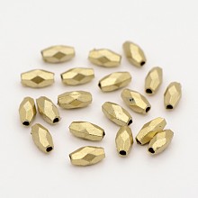 Honeyhandy Faceted Rice Matte Style Plastic Beads, Gold, 8x4mm, Hole: 1.5mm, about 1250pcs/50g