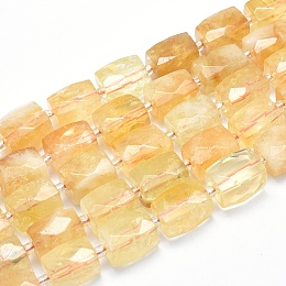 Arricraft Natural Citrine Beads Strands, Faceted, Cuboid, 15~16x11~12x11~12mm, Hole: 1.5mm, about 20~22pcs/strand, 15.3~15.7 inches(39~40cm)