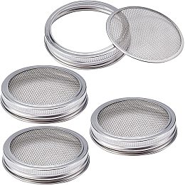 GORGECRAFT 4 Sets Sprouting Jar Lids 304 Stainless Steel Mesh Lid Growing Alfalfa Sprout Seeds Salad Strainer Lids Kit for Wide Mouth Mason Jars Canning Jar