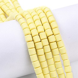 Honeyhandy Handmade Polymer Clay Bead Strands, Column, Light Yellow, 6.5x6mm, Hole: 1.2mm, about 61pcs/strand, 15.75 inch(40cm)