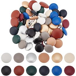 BENECREAT 72pcs 12 Colors Leather Covered Buttons with Sew On, 15mm Upholstery Knitting DIY Handcraft for Leather Clothes Dress Coat Jeans Sofa Decoration Crafts, 6pcs/Color