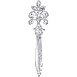 FINGERINSPIRE Tassel Rhinestone Applique Sewing Crystals Applique Decoration Silver Crystals Applique Decoration Shiny Rhinestone Applique for Gown, Headpiece, Shoes, Bags, or Other Item