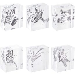 GLOBLELAND 6 Pack Acrylic Rubber Stamps Flower Bouquet Clear Stamps Transparent Silicone Stamp Seal for Card Making Decoration and DIY Scrapbooking, 1.42x1.22''